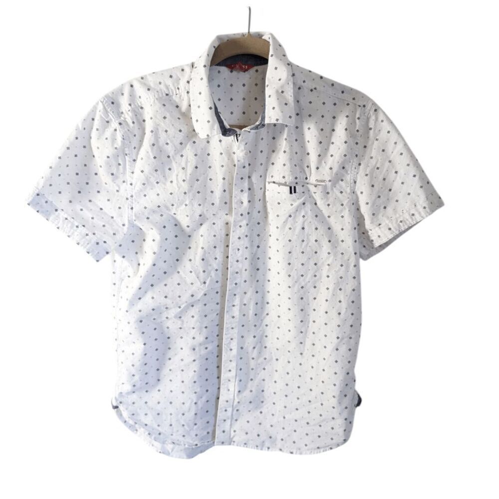 Guess Geometric Print Button Down Short Sleeve Sh… - image 2